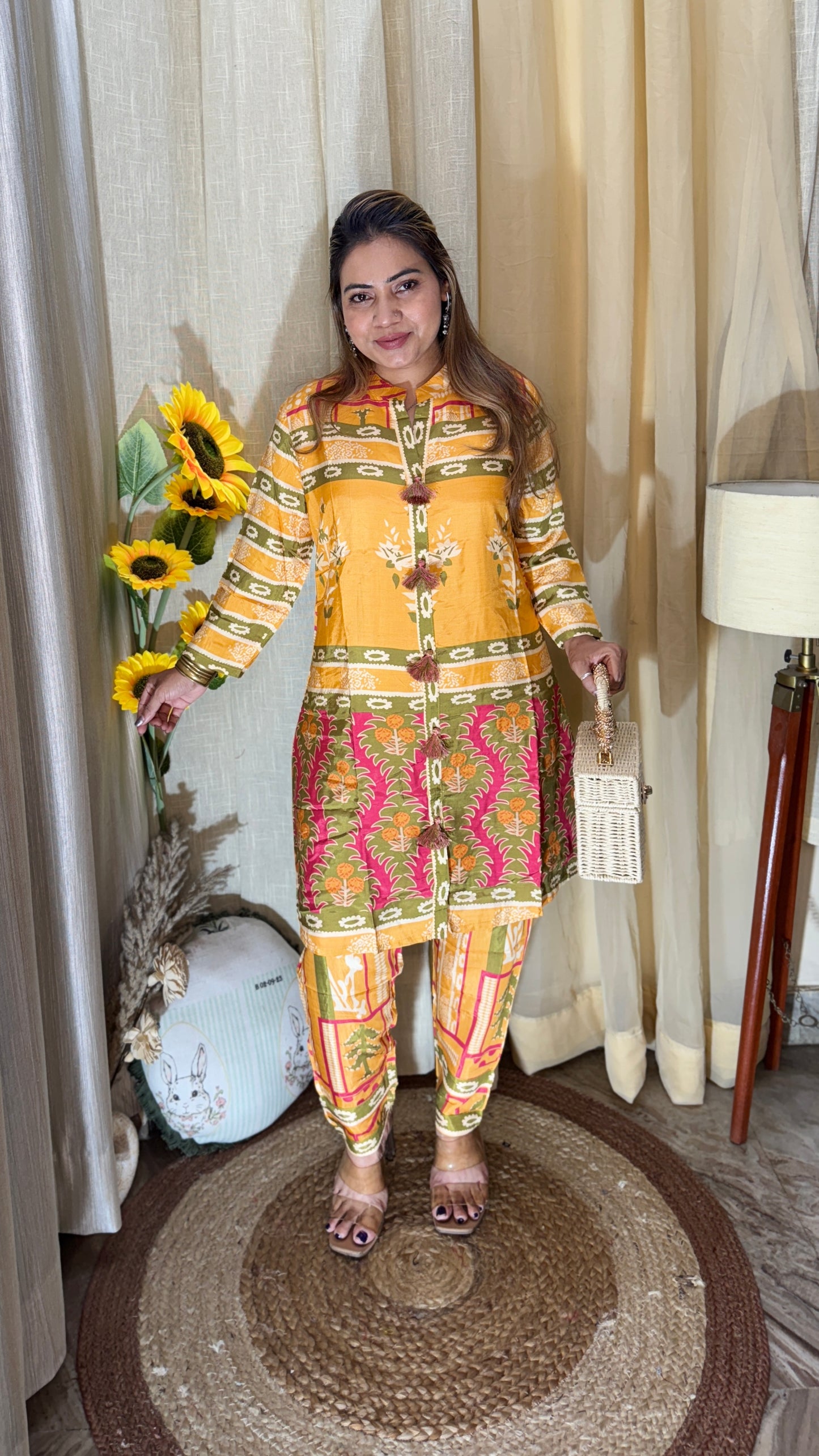 Mustard Bloom  co-ord kurta and pant set