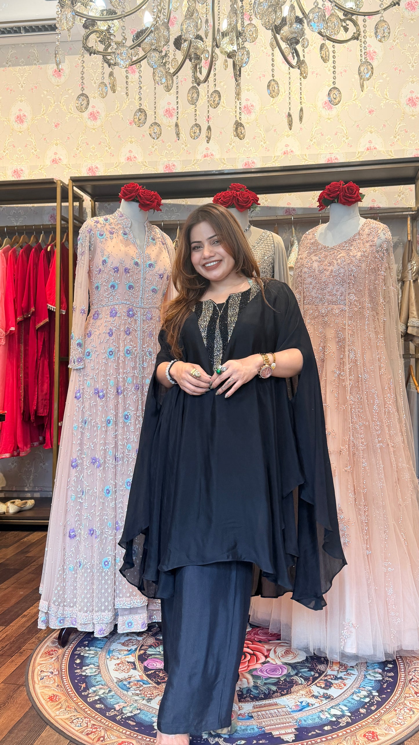 Black Embellished Kaftan Co-ord Set