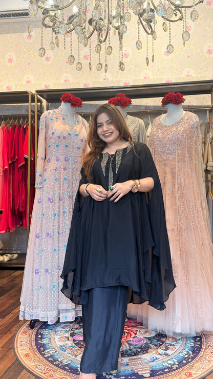 Black Embellished Kaftan Co-ord Set