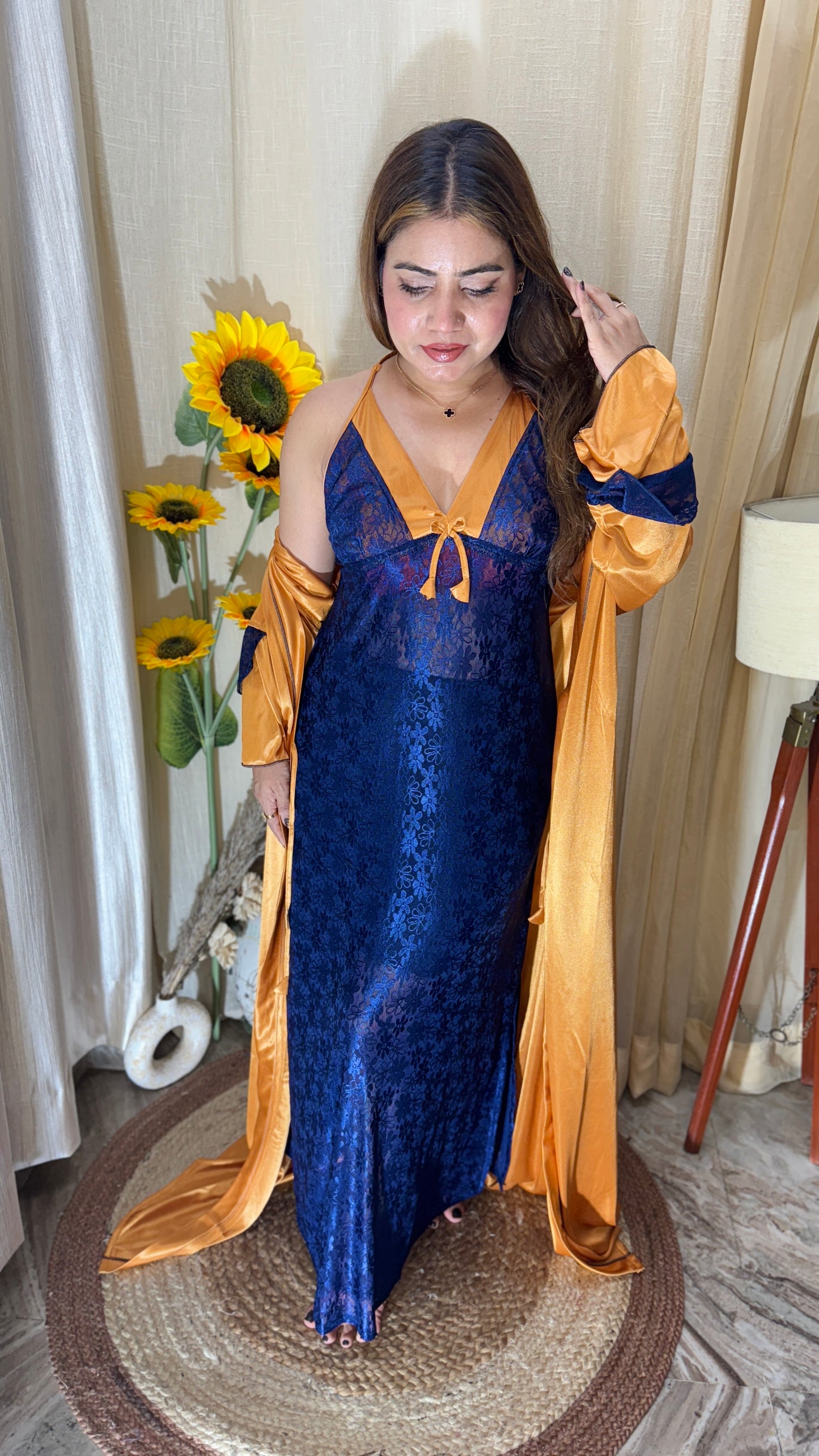 2pc Satin Lace Nighty Set