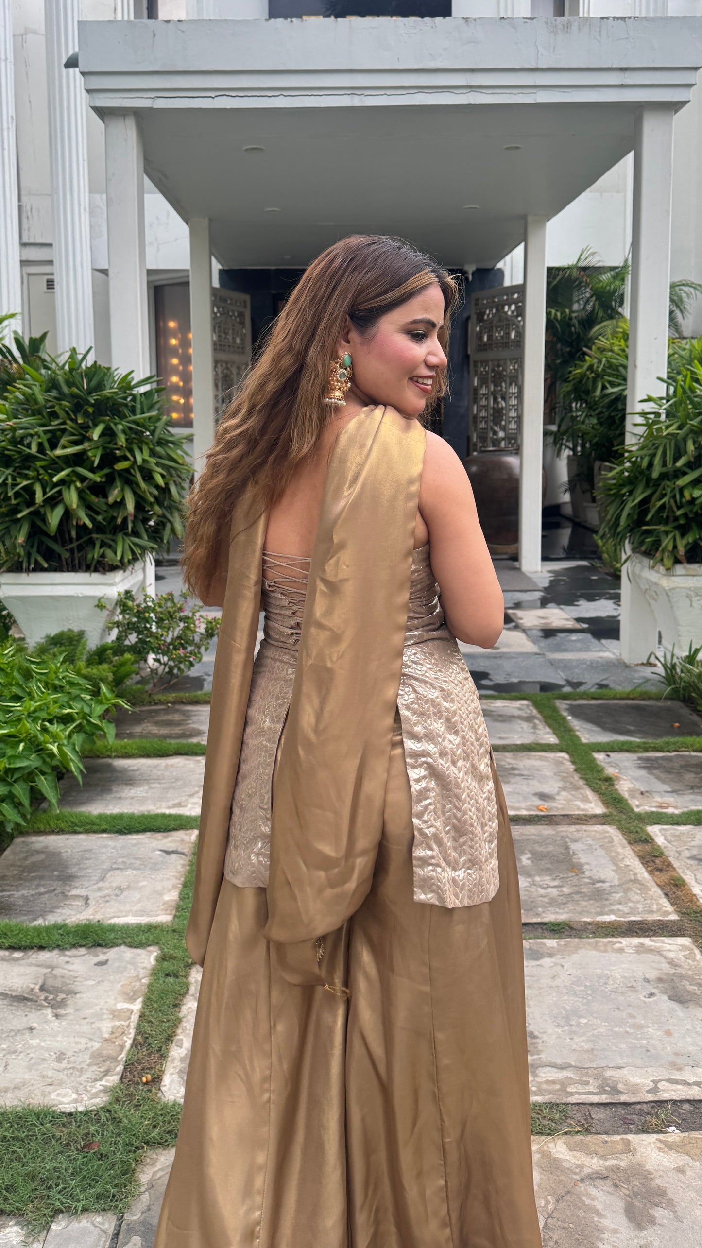 Golden Glam Indo-Western Palazzo Set