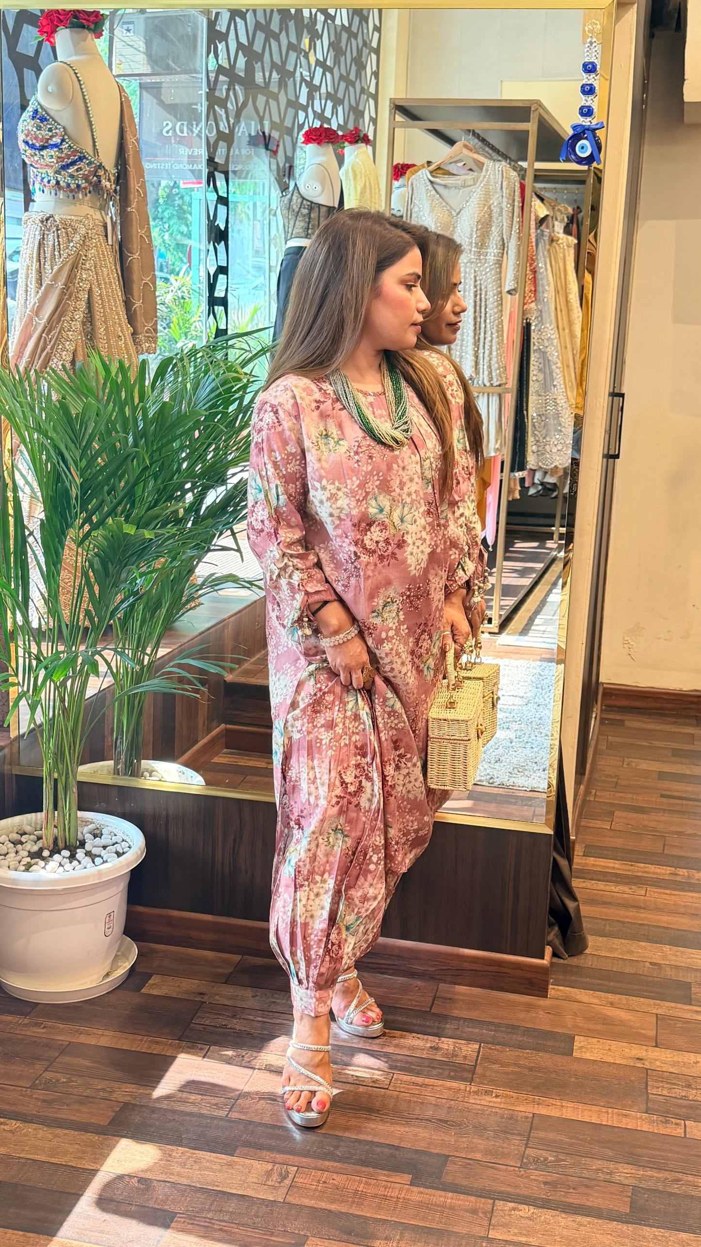 Blush Floral Printed Kurta Set | Boho Luxe Edit