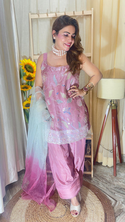 Elegant Embroidered Farsi Suit with Dupatta