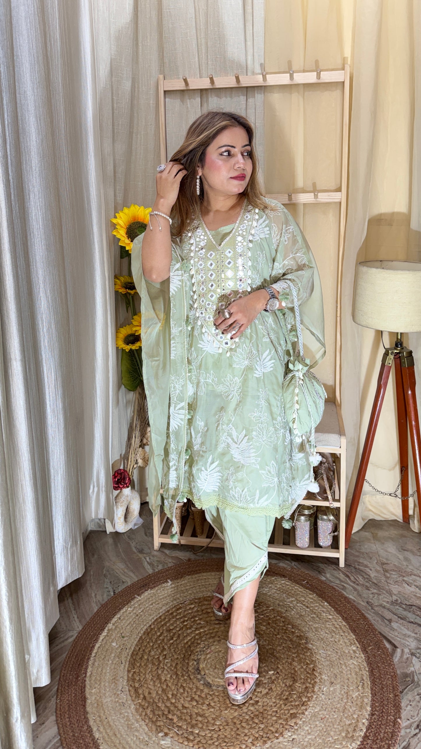 4-Piece Embroidered Co-Ord Set with Potli | Premium Festive Wear for Women