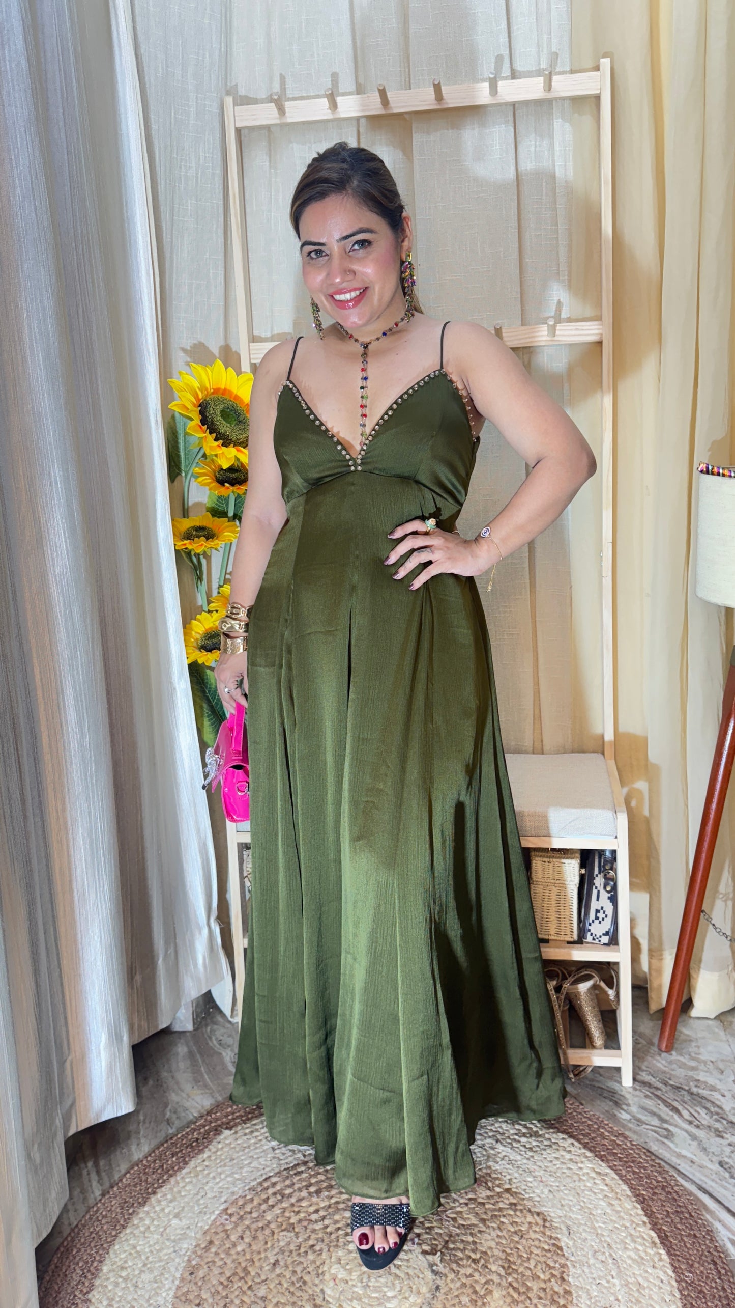 Elegant Satin One-Piece Maxi Dress