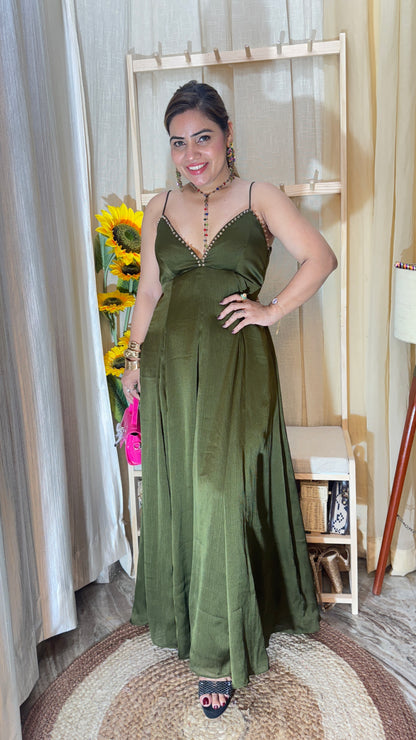Elegant Satin One-Piece Maxi Dress
