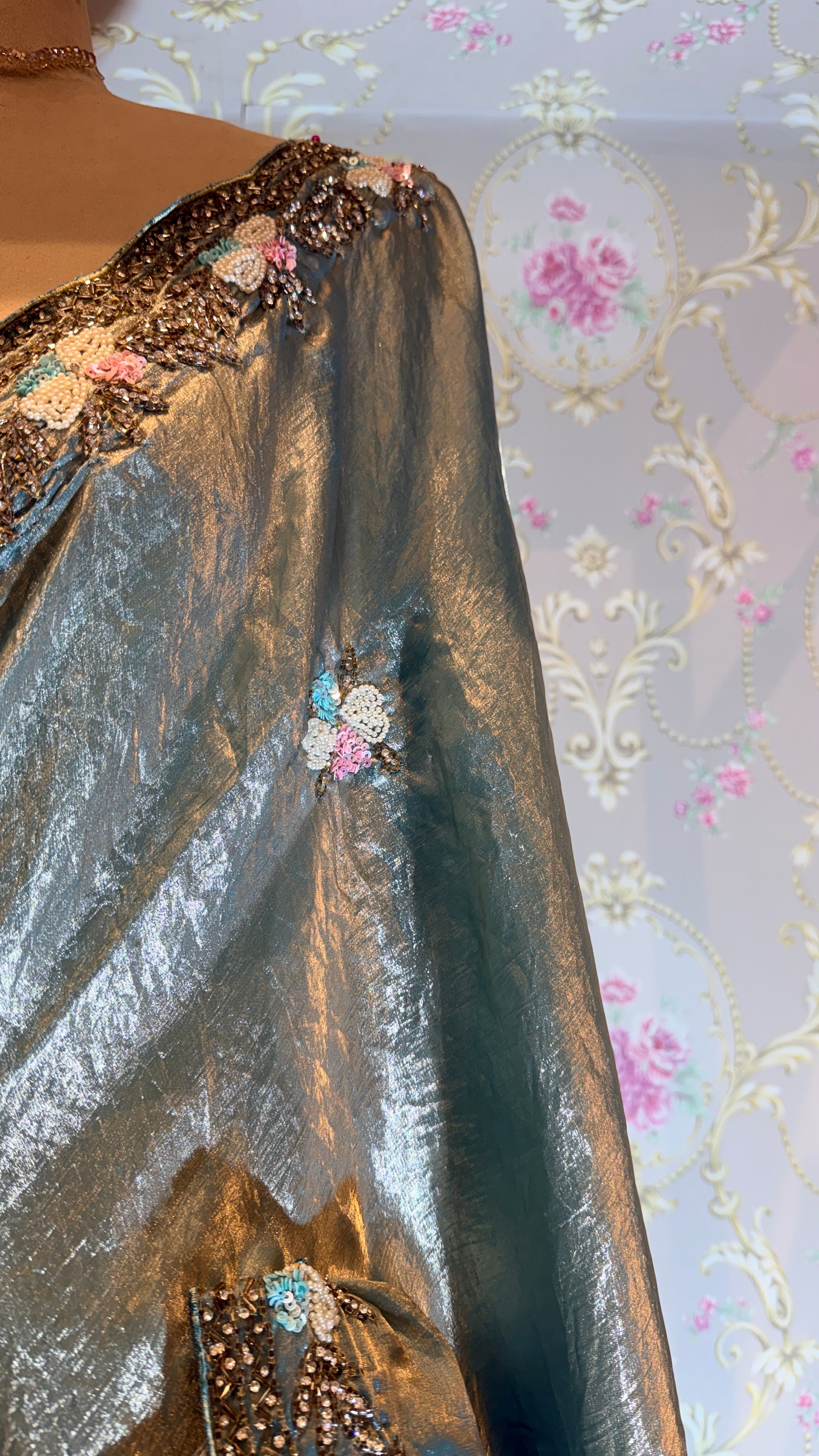 Hand-Embroidered Floral Border Saree
