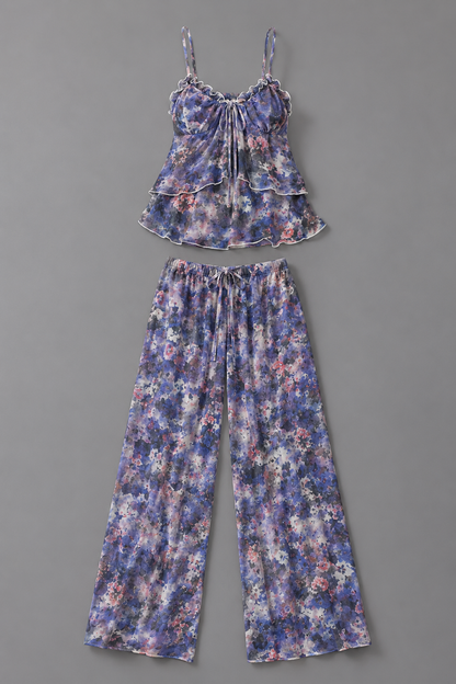 Blue Blossom Power Net Nightwear Set