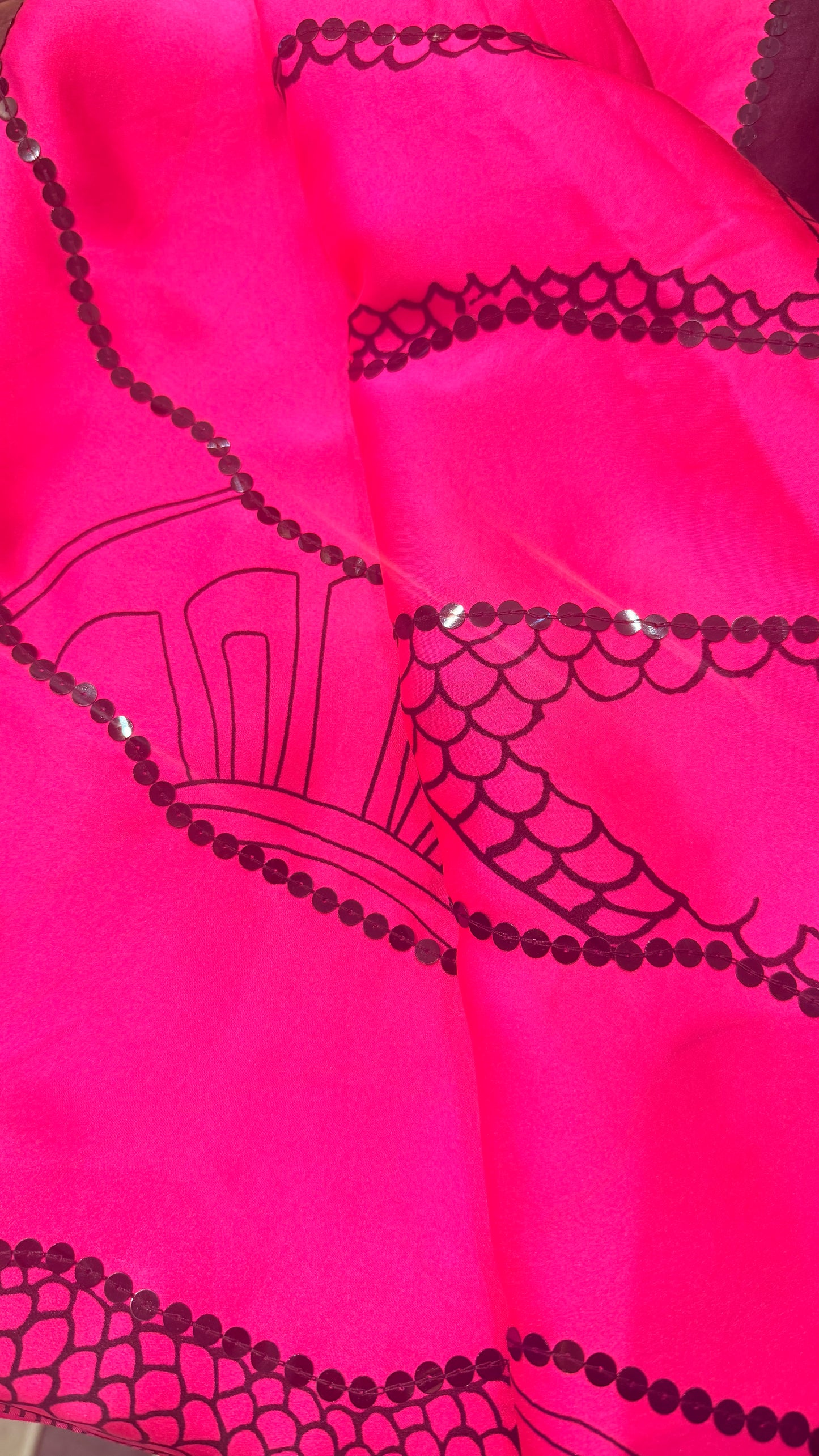 Pure Gajji Silk Saree with Hand Block Print & Hand Sequins Work