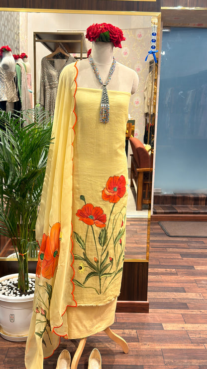 Hand-Painted Unstitched Suit Set