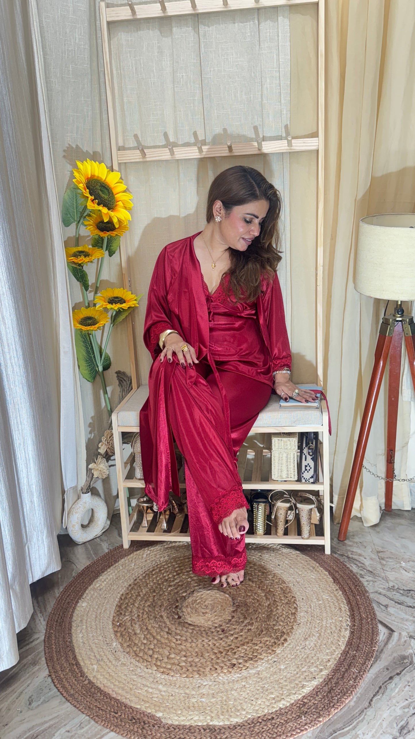 3-Pc Satin nighty set