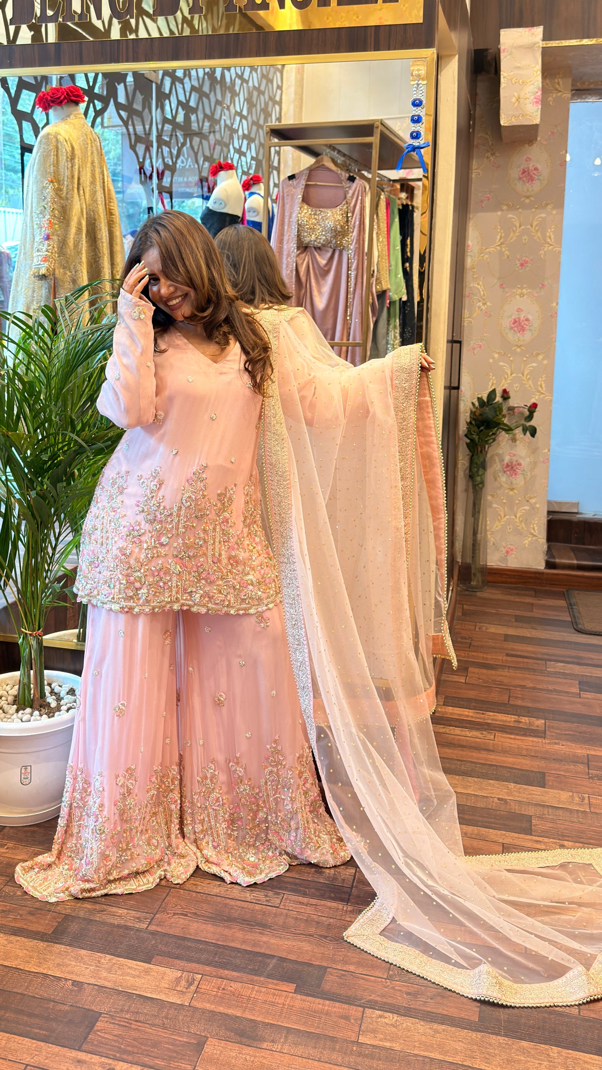 Blush Pink Embroidered Salara Set