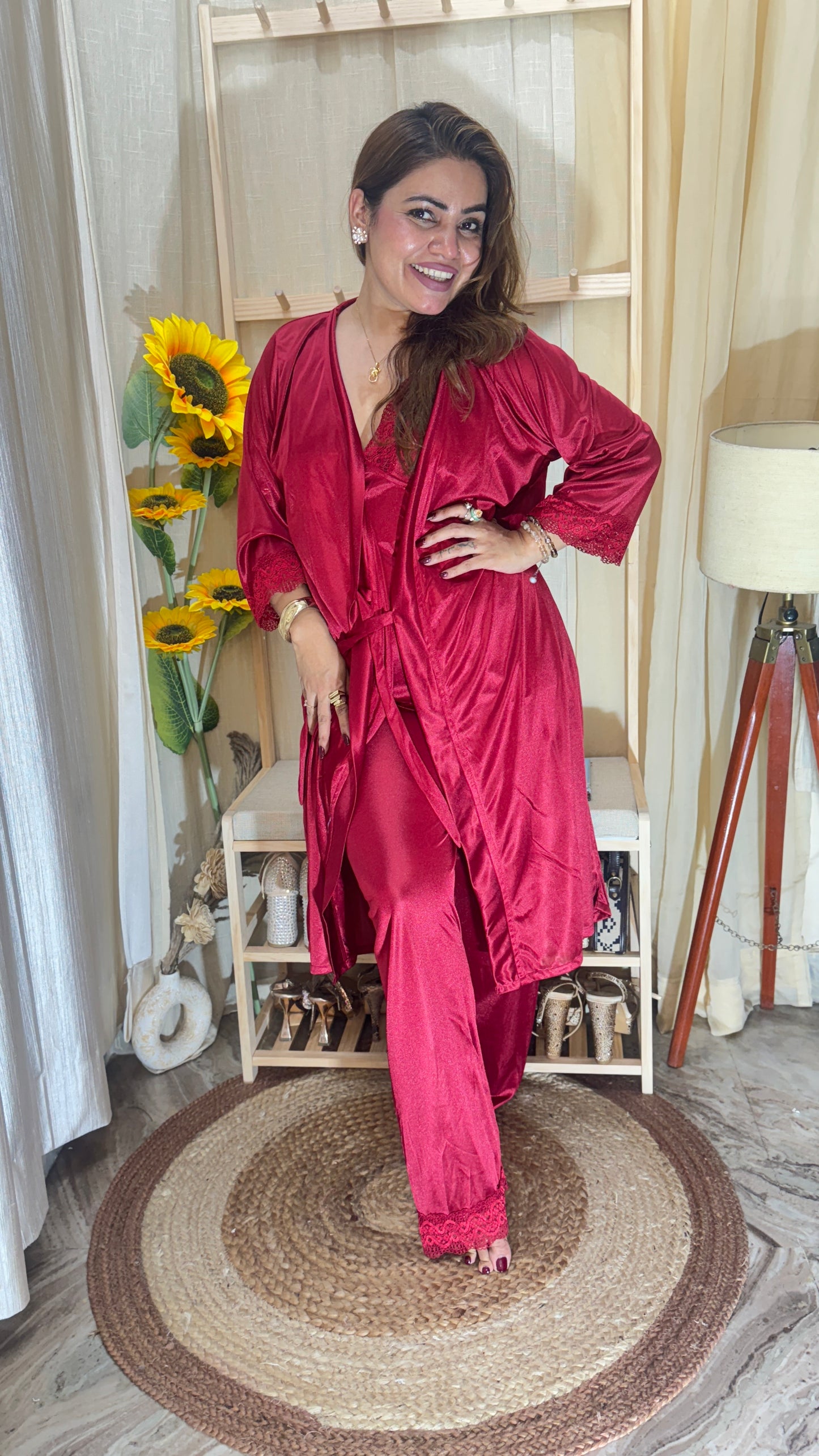 3-Pc Satin nighty set