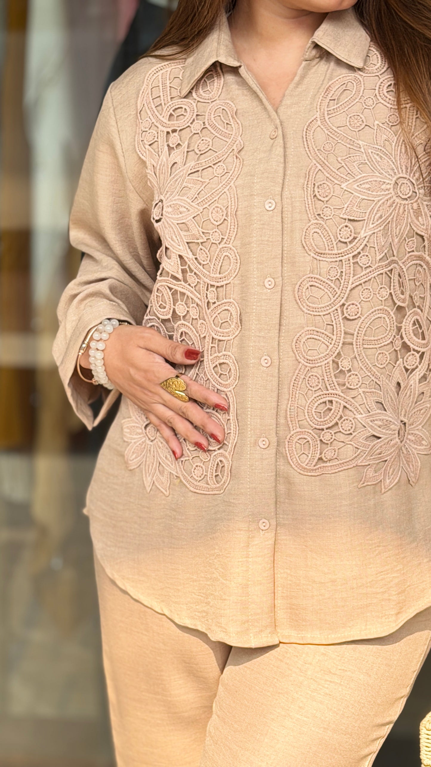 Embroidered Shirt Co-Ord Set | Neutral, Blush & Mustard Edit