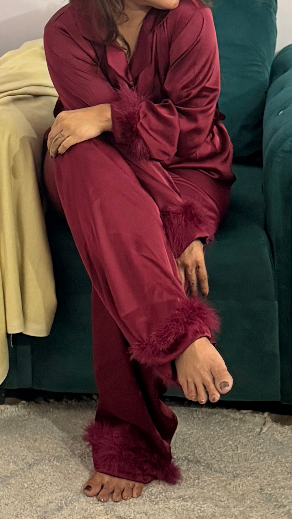 Luxury Wine Satin Pyjama Set