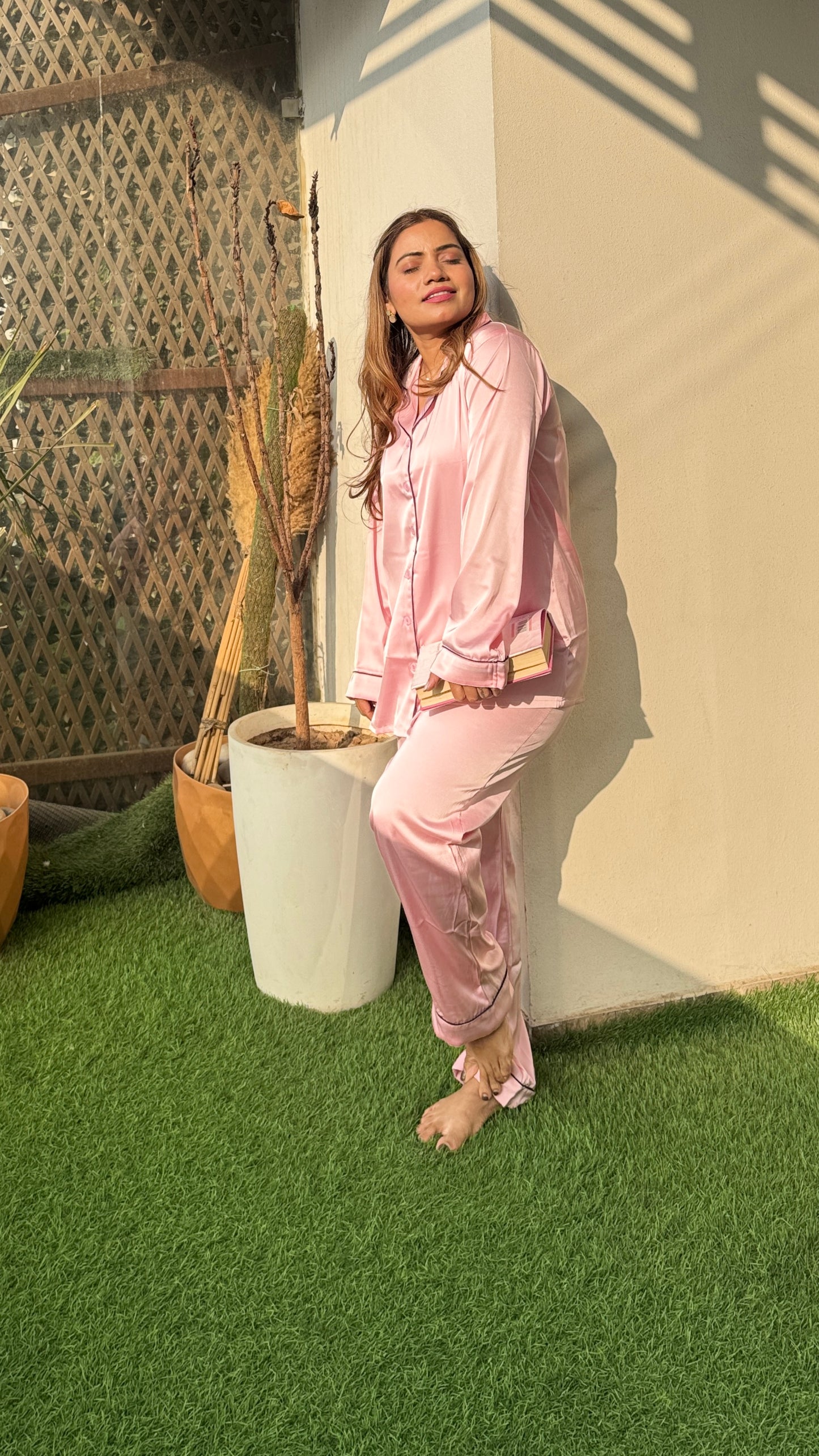 Basic light Pink Satin
Night Suit Set For Women