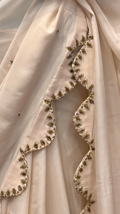 Ivory Elegance Embellished Saree Set