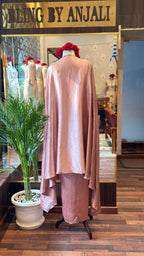 Blush Pink Three-Piece Draped Skirt Set