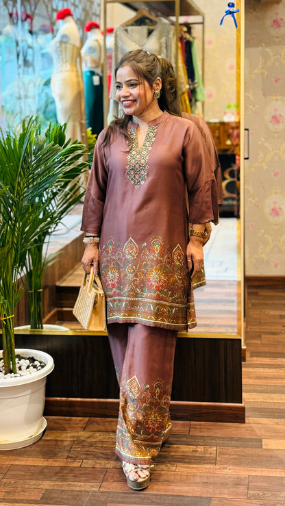 Co-ord Set with Embroidered Neckline