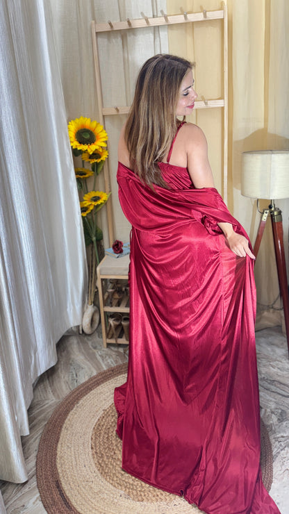 luxury 2-piece satin nighty set
