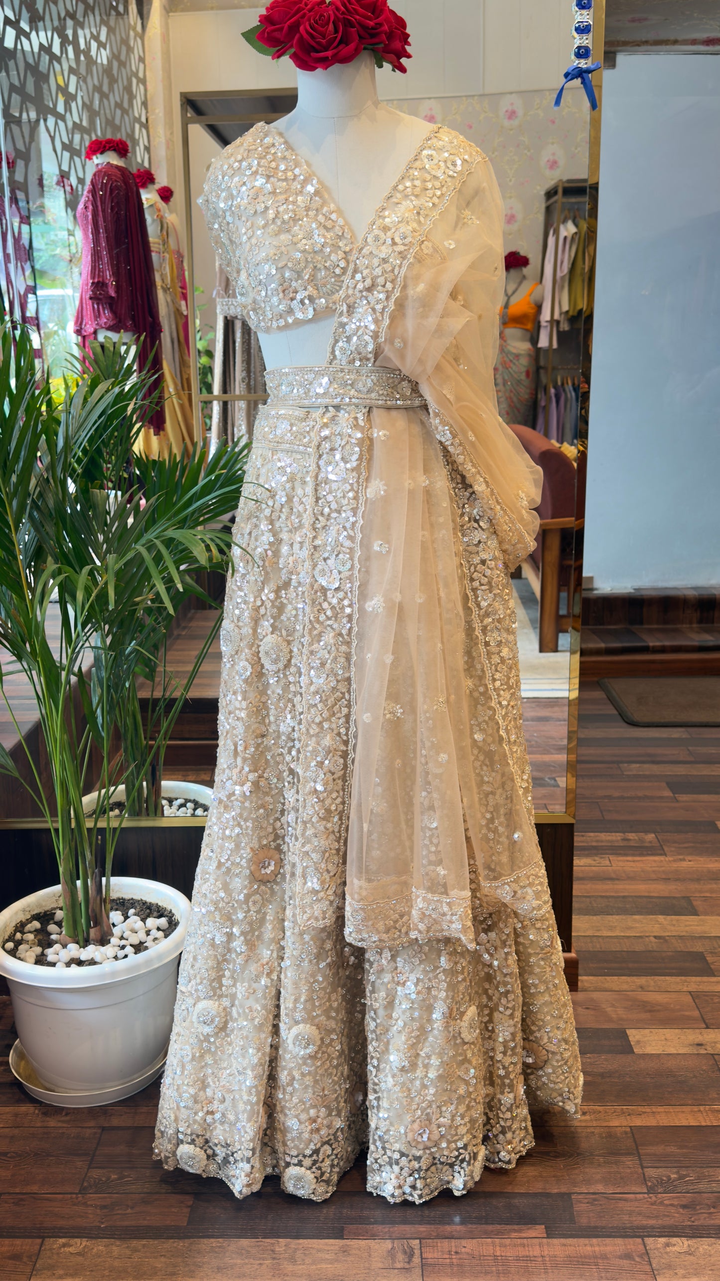 Champagne Bloom Couture Lehenga Set