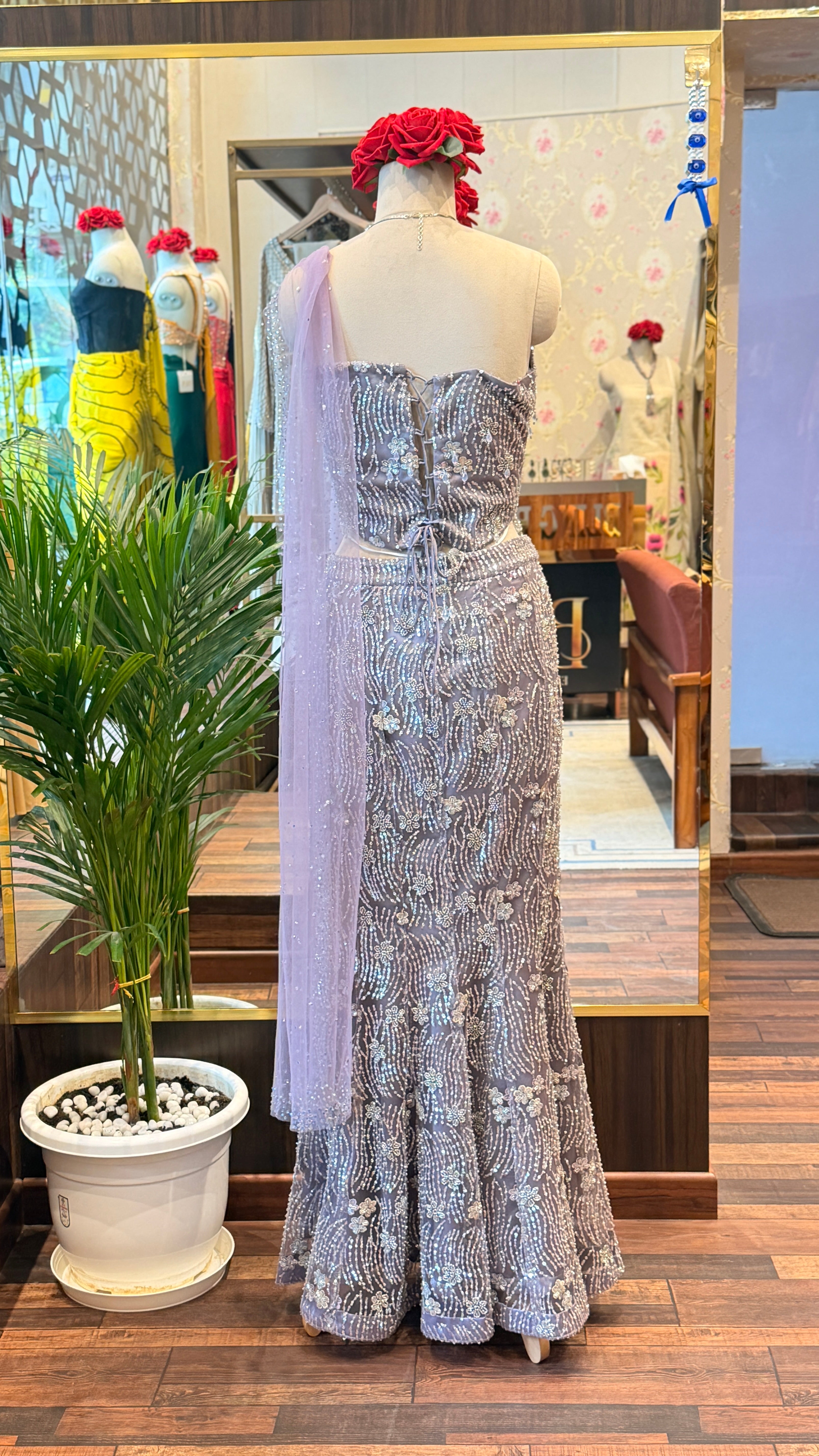 Lavender Fish-Cut Lehenga Set