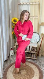 Ruby Red Lace Detail Nighty Set