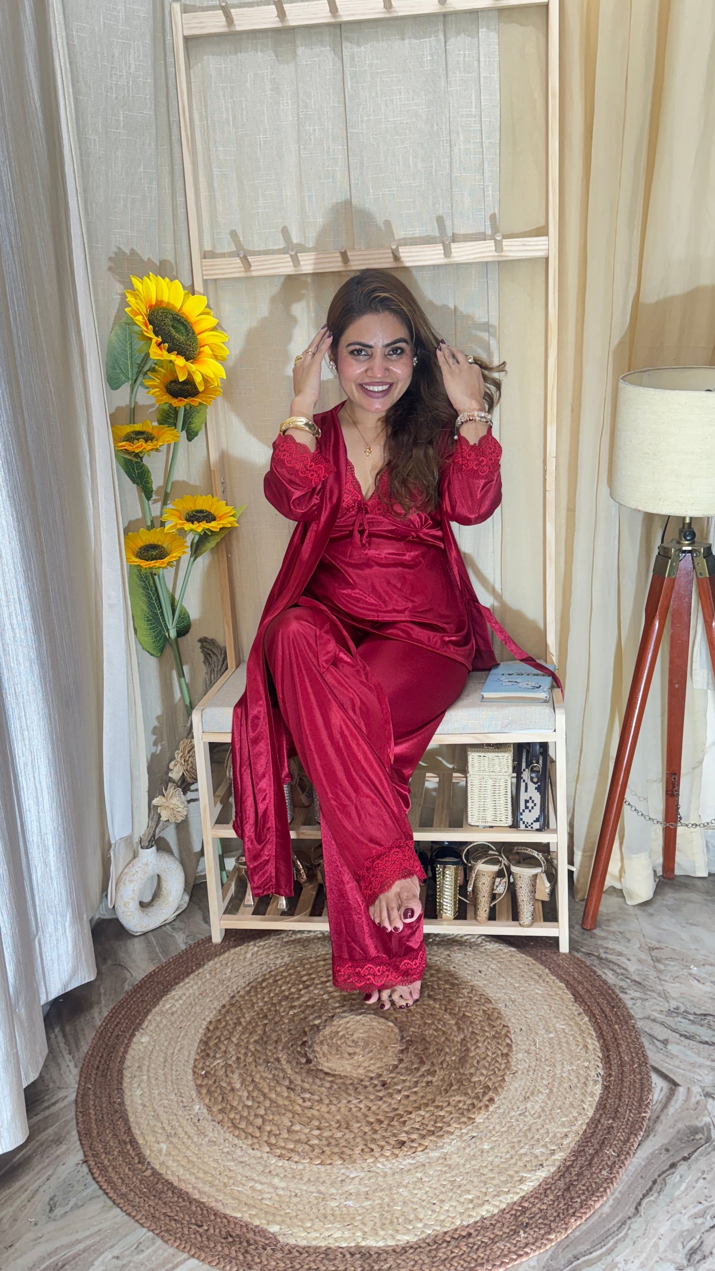 3-Pc Satin nighty set