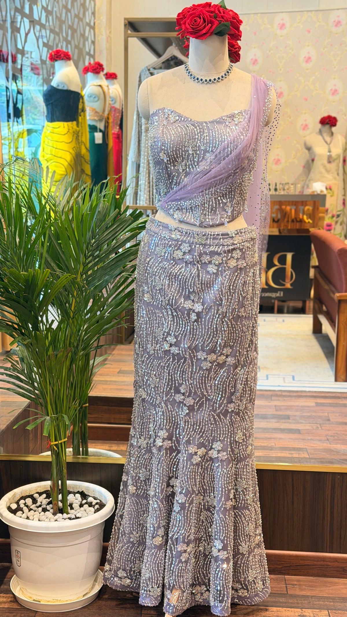 Lavender Fish-Cut Lehenga Set