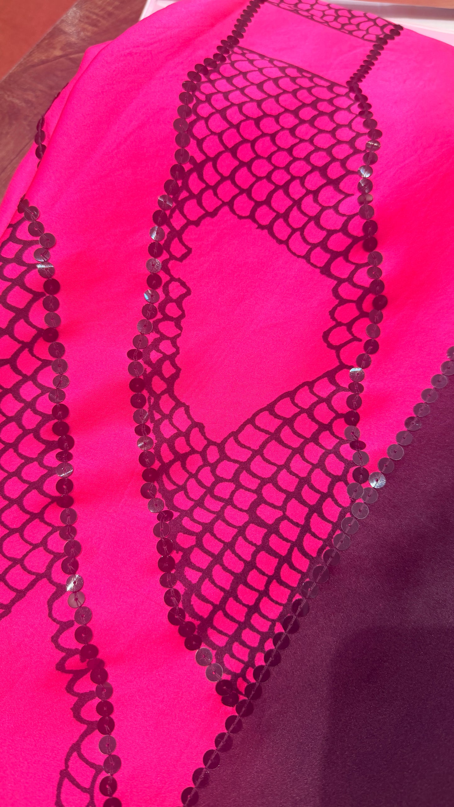 Pure Gajji Silk Saree with Hand Block Print & Hand Sequins Work