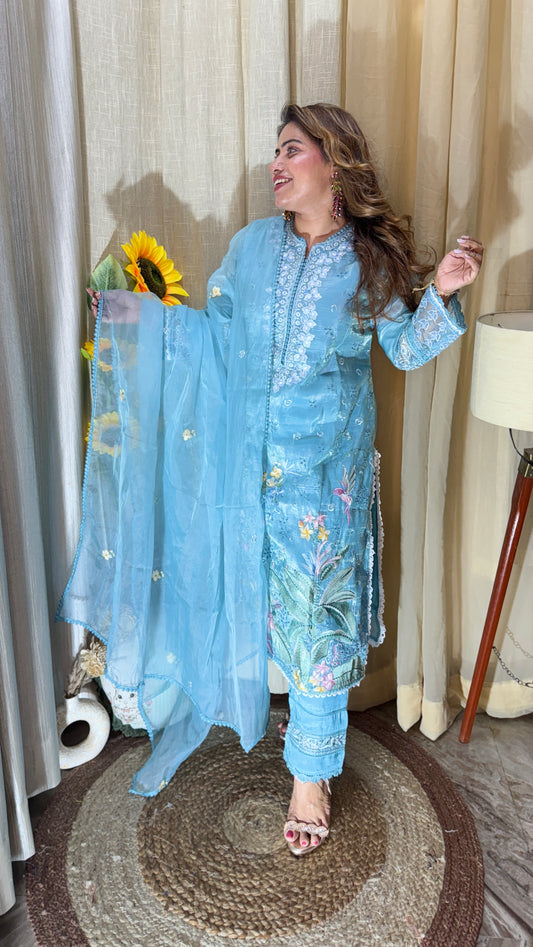 Sky Blue Pakistani-style suit set