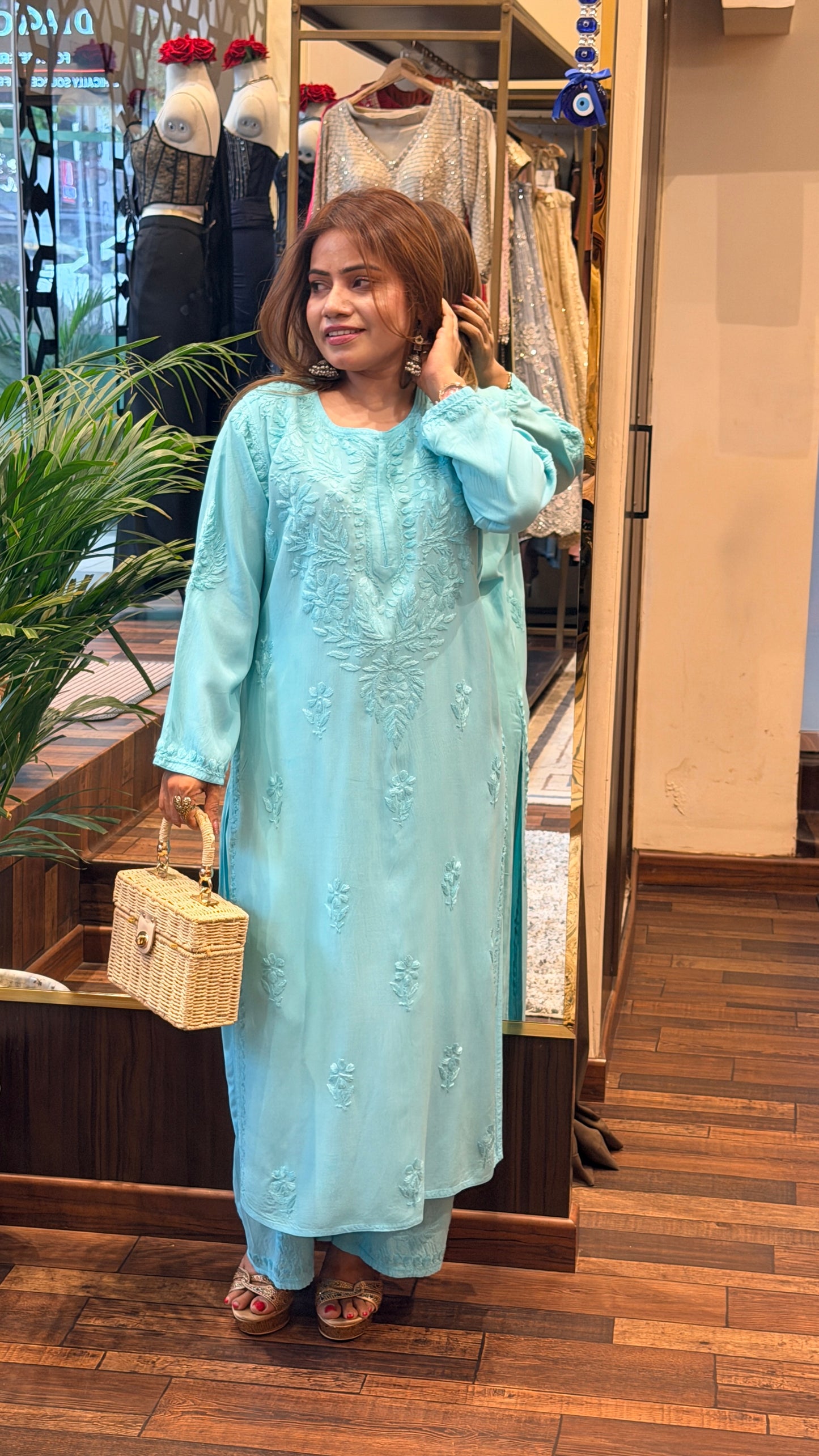 4 Beautiful  colours Embroidered Kurta Set | Mint,Mocha Dark Red & Emerald Green Edit