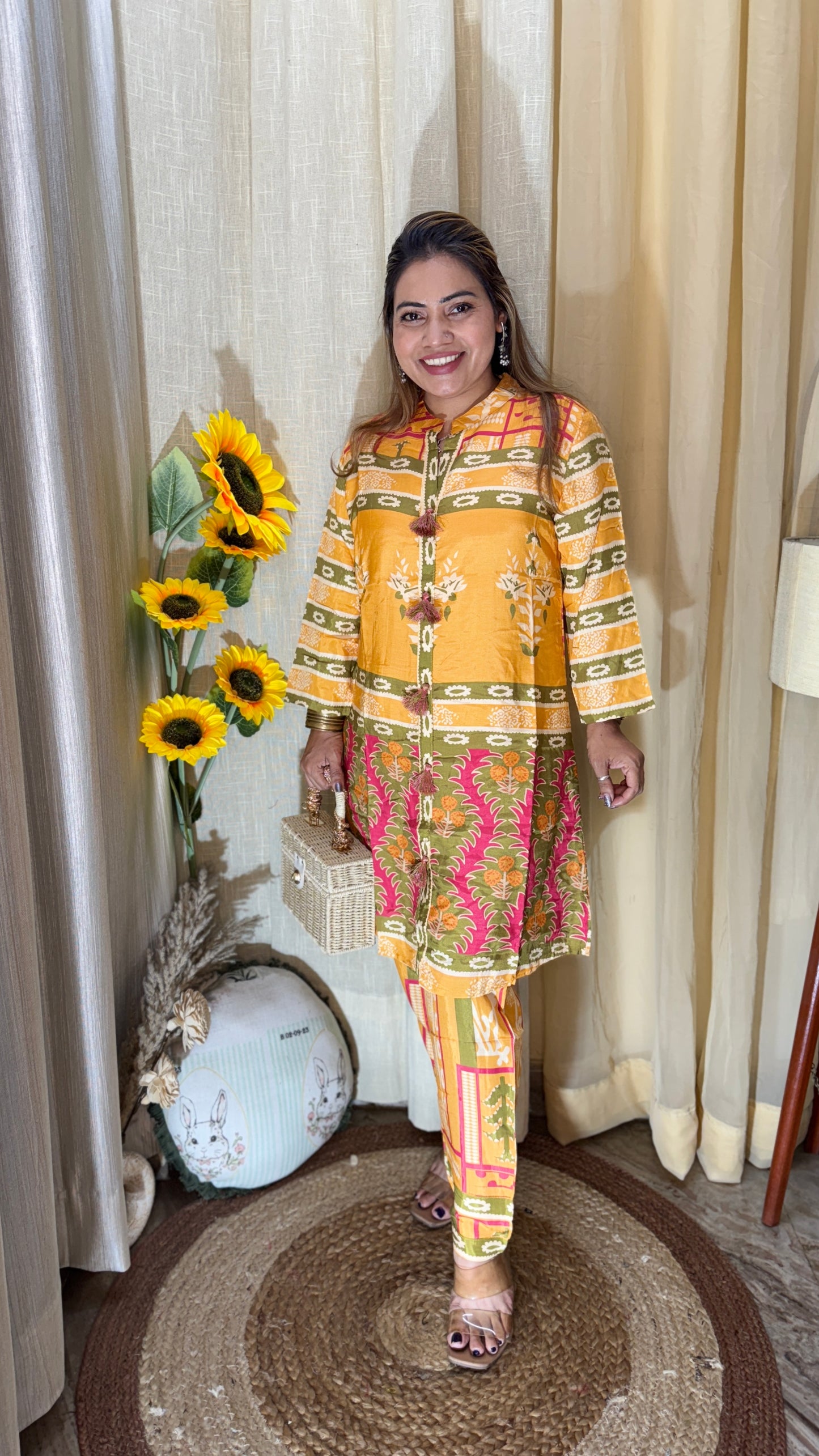 Mustard Bloom  co-ord kurta and pant set