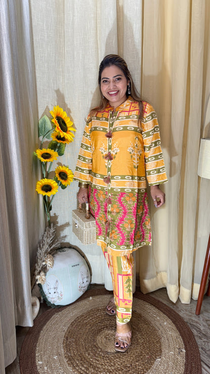 Mustard Bloom  co-ord kurta and pant set
