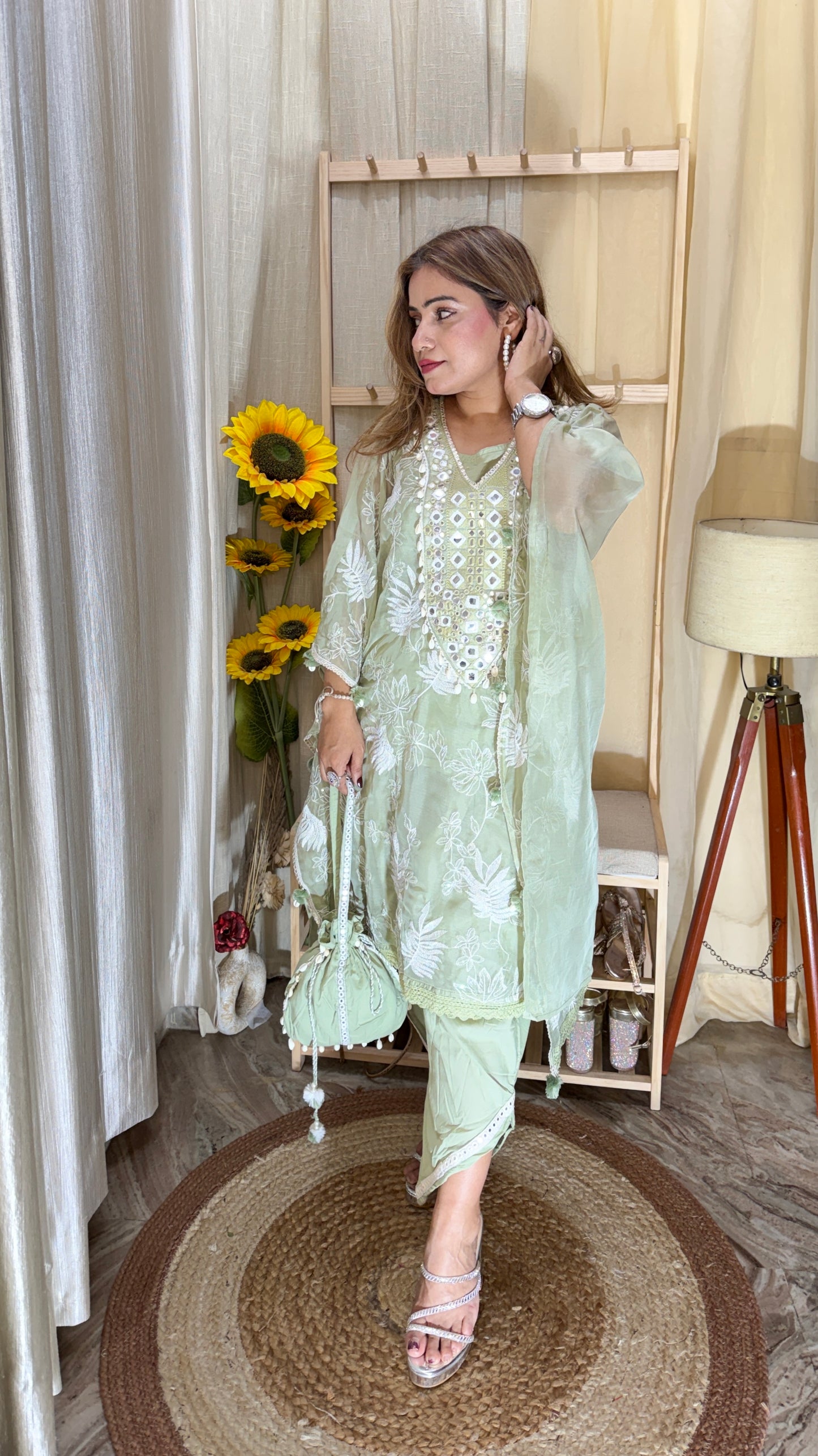 4-Piece Embroidered Co-Ord Set with Potli | Premium Festive Wear for Women