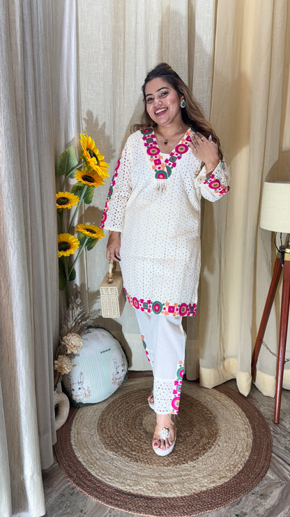 Cotton Sciffli Embroidered Coord set