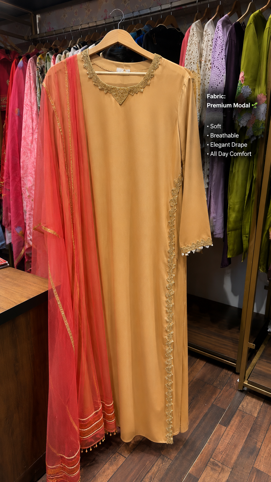 Pakistani Suit Set with Net Dupatta
