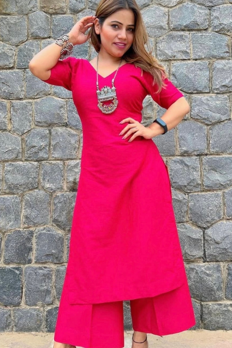 The deep pink kurta corset