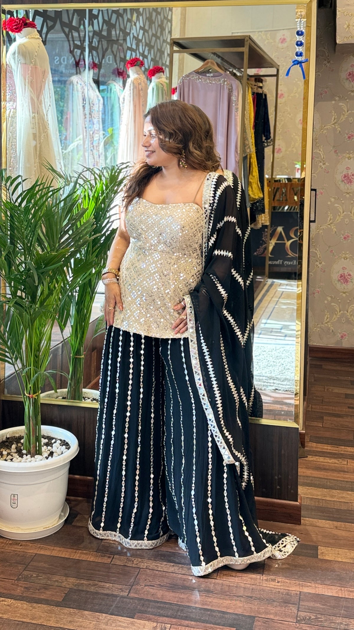 Black Mirror-Inspired Work Sharara Set