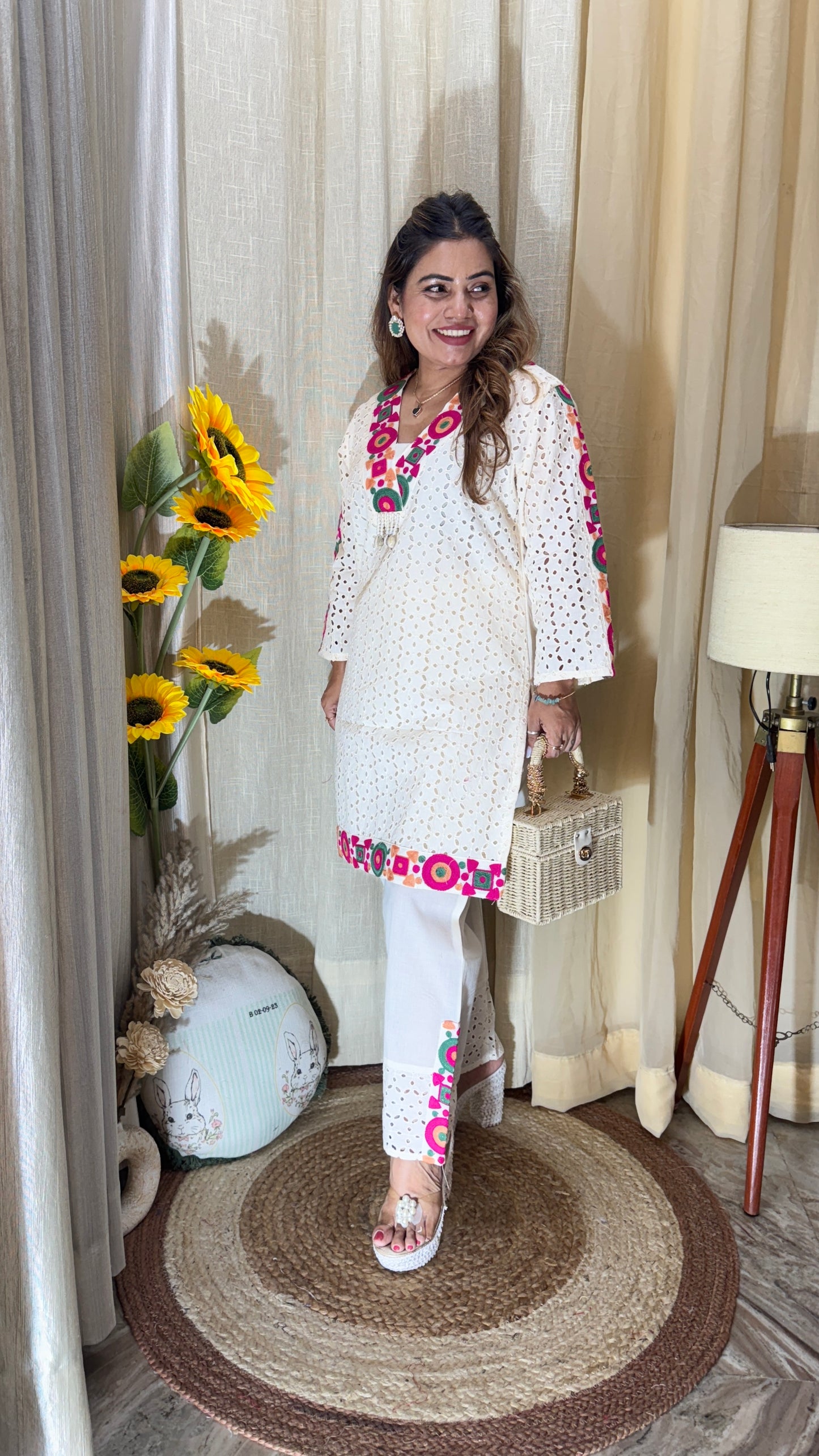 Cotton Sciffli Embroidered Coord set