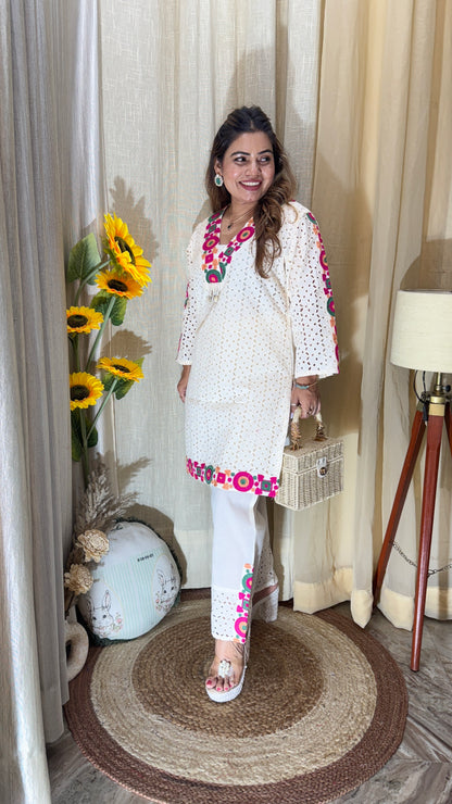 Cotton Sciffli Embroidered Coord set