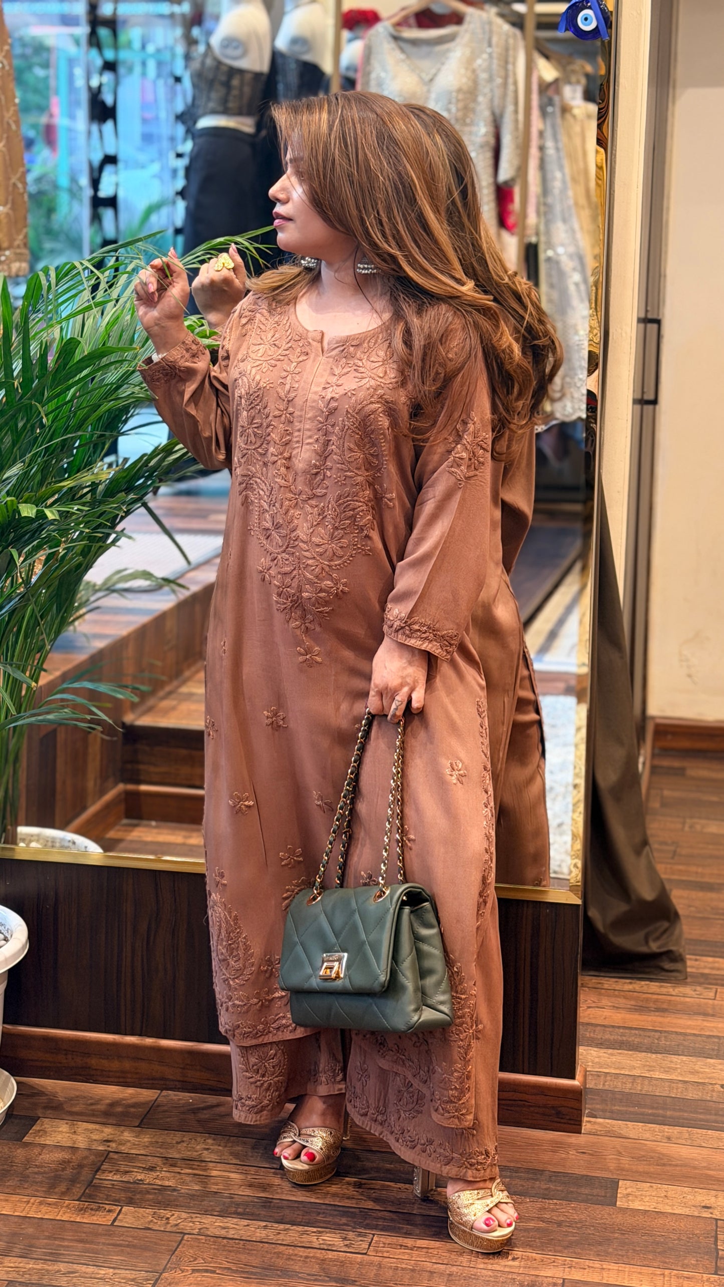 4 Beautiful  colours Embroidered Kurta Set | Mint,Mocha Dark Red & Emerald Green Edit