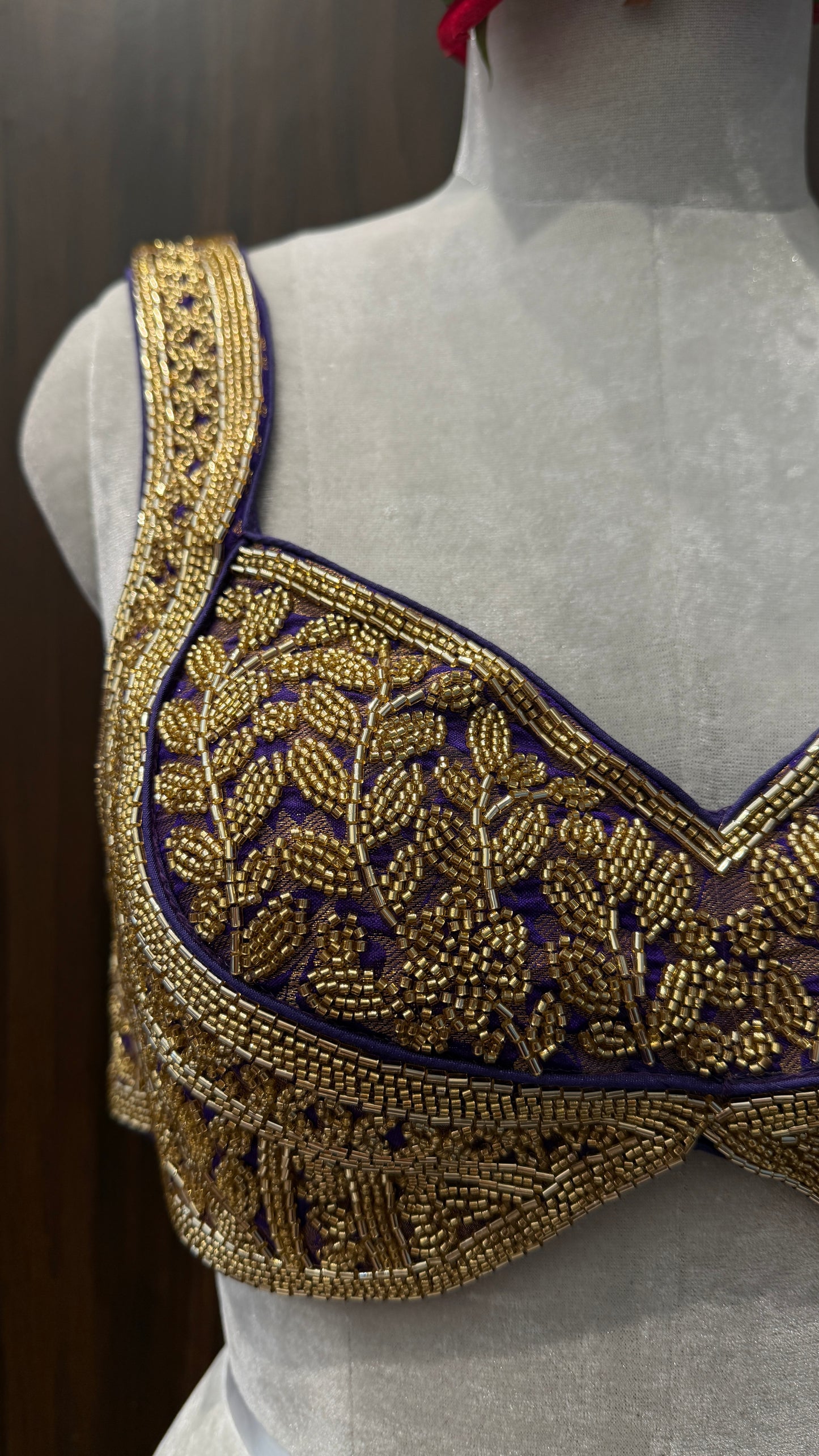 Purple Gold Embroidered Blouse
