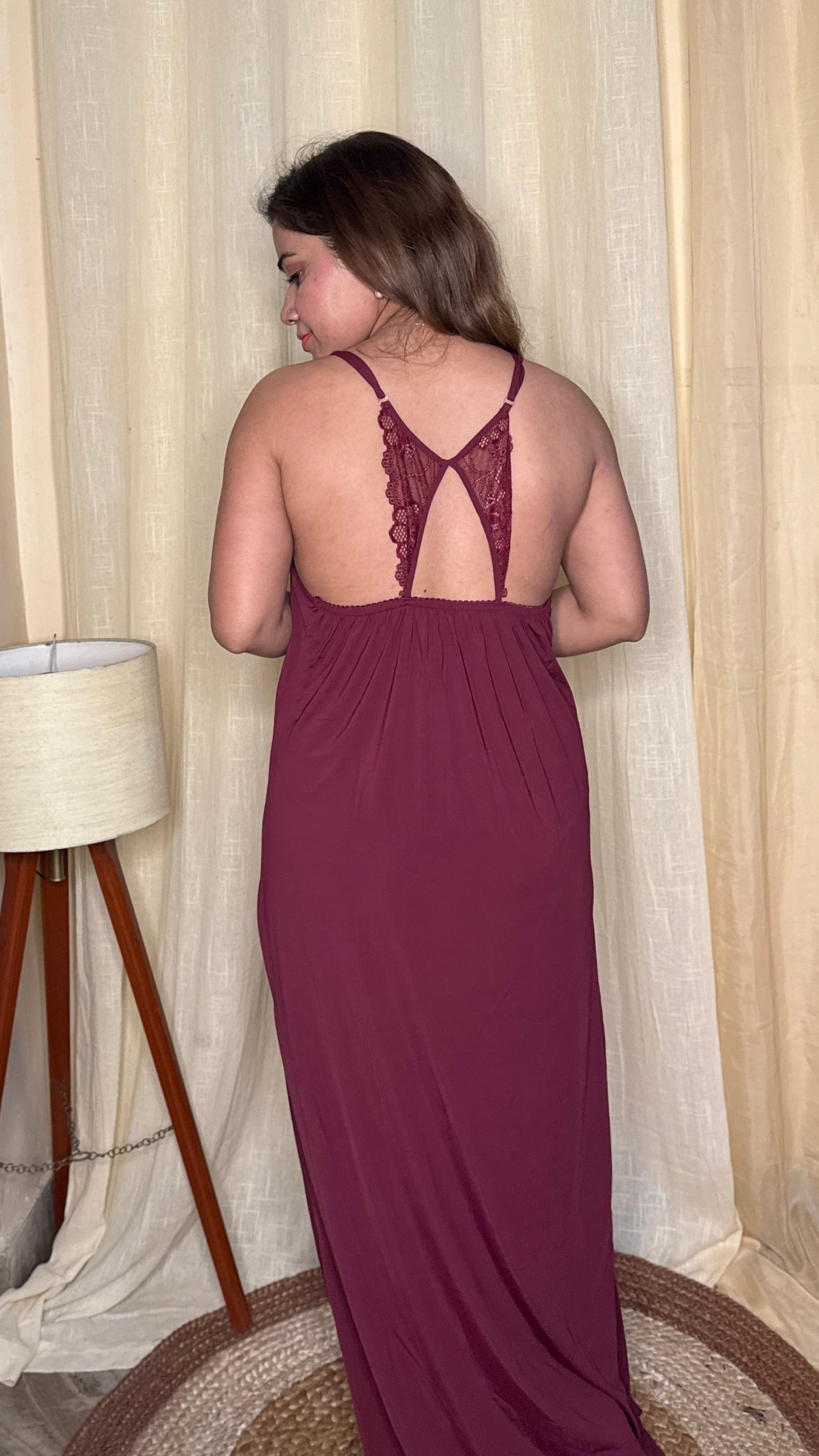 2pc Deep maroon nighty