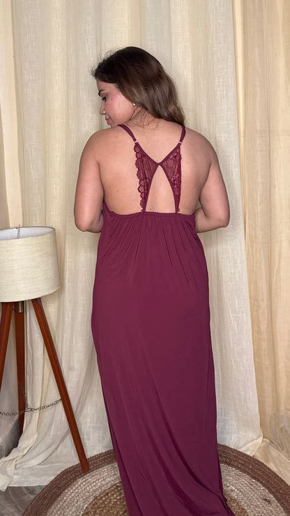 2pc Deep maroon nighty