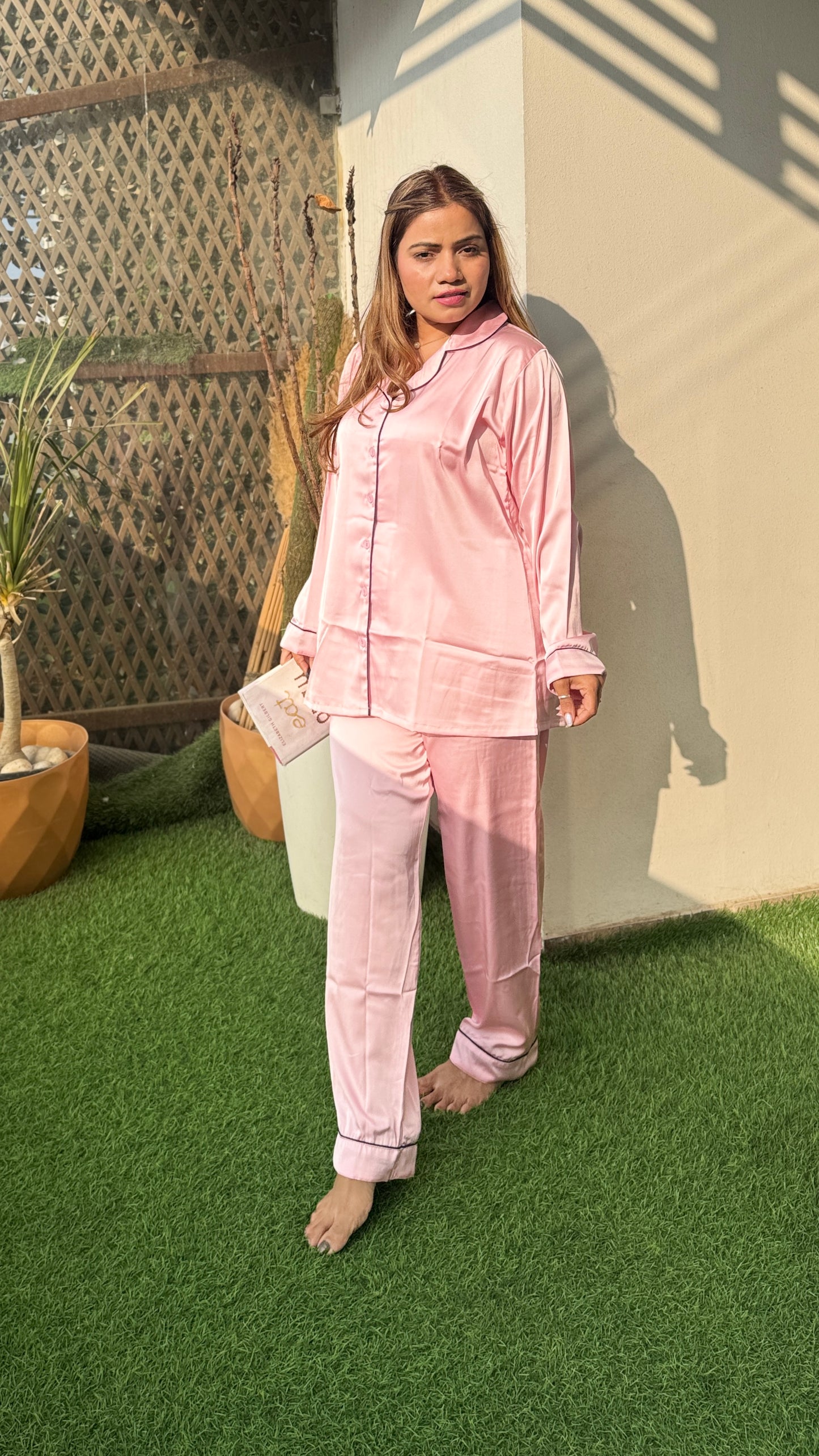 Basic light Pink Satin
Night Suit Set For Women