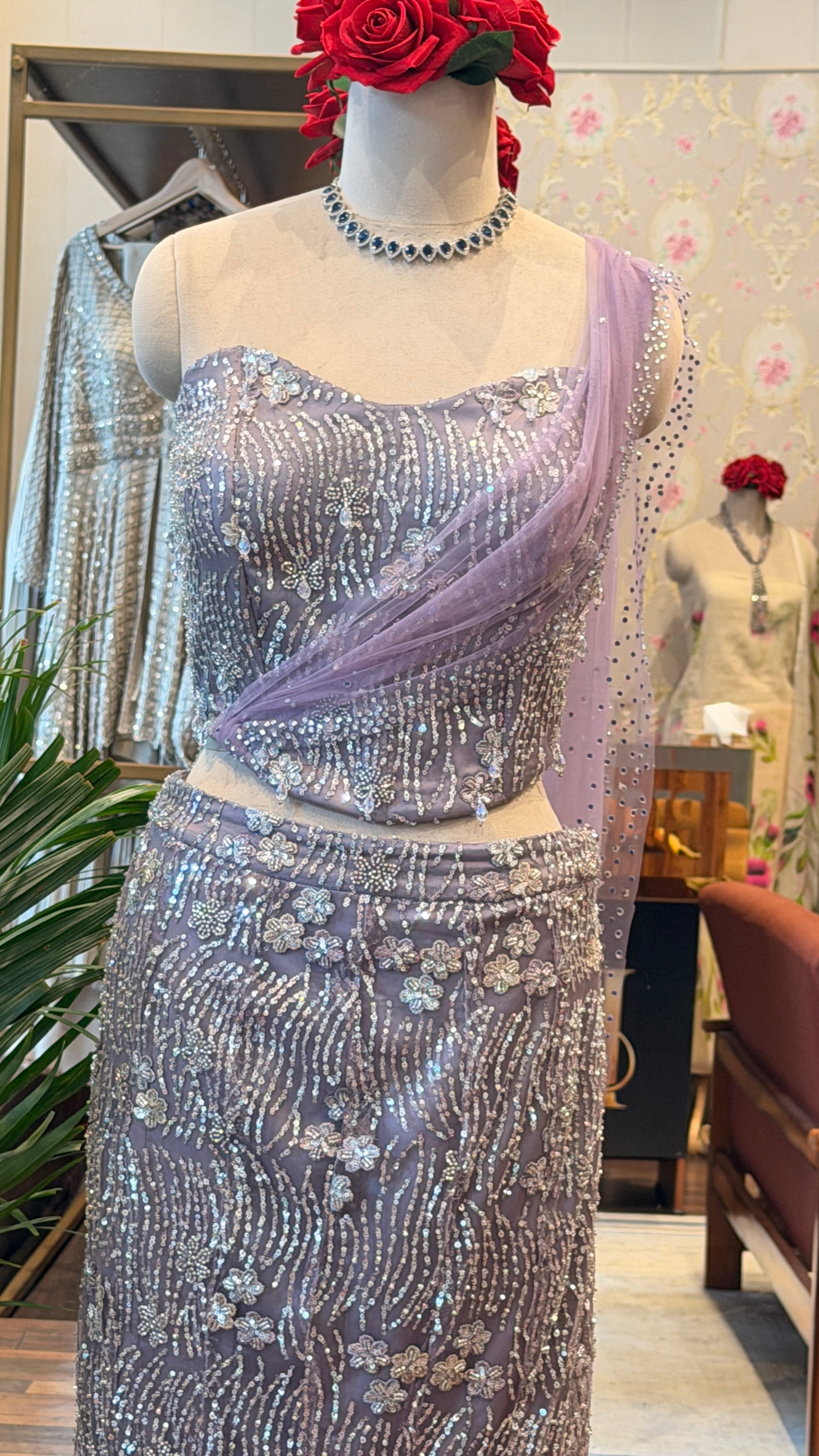 Lavender Fish-Cut Lehenga Set