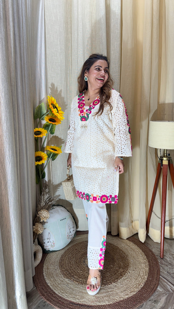 Cotton Sciffli Embroidered Coord set