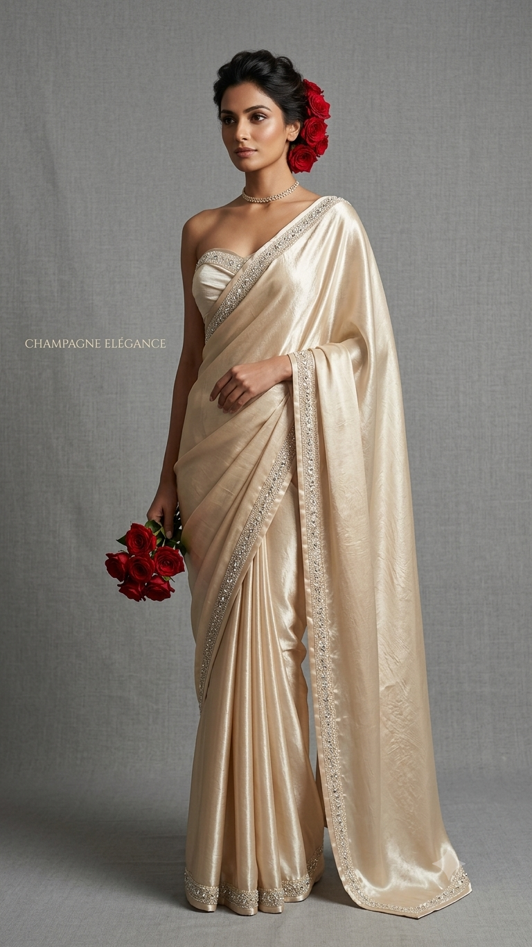 Tissue Silk Saree with Hand-Embellished Border
