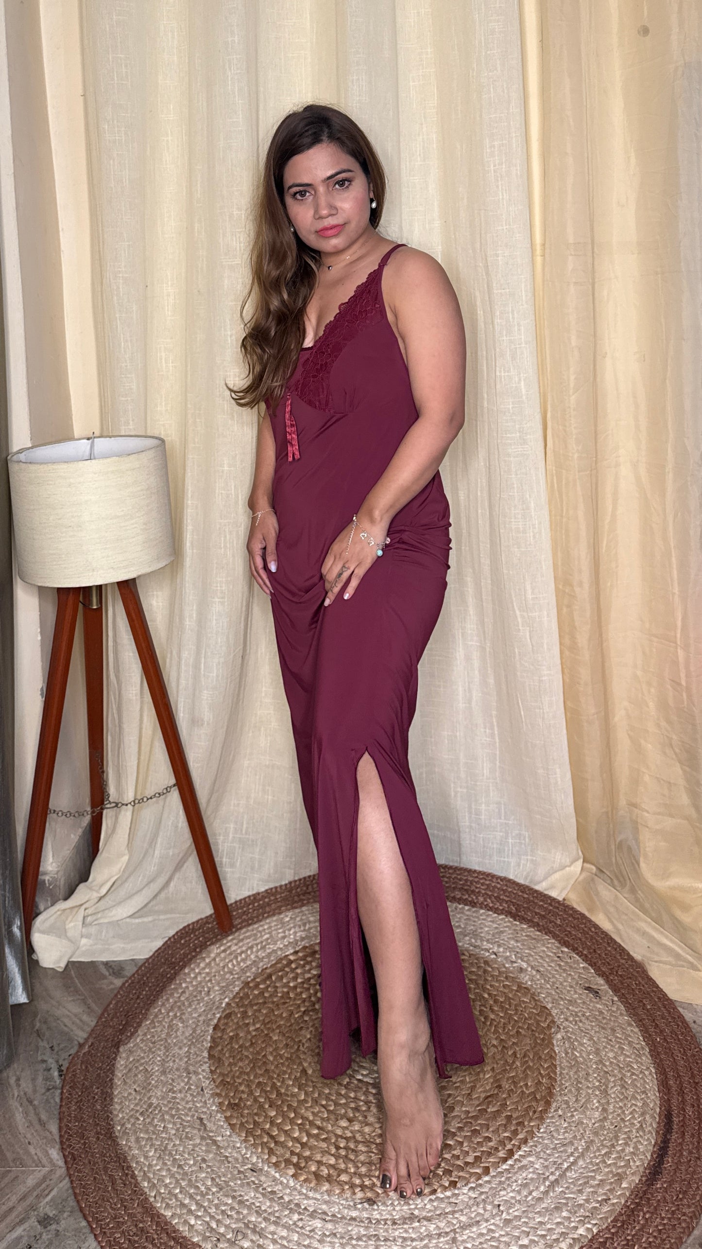 2pc Deep maroon nighty